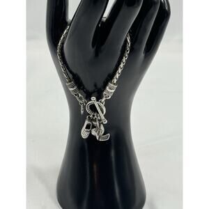 Brighton Golf Charm Retired Shoe Club Ball Toggle Bracelet 7” Slivertone